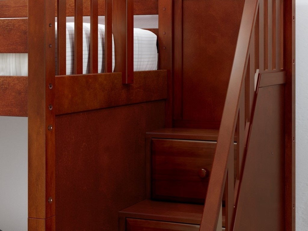 Maxwood Twin Low Bunk Bed with Stairs Stacker NS - iFurnish